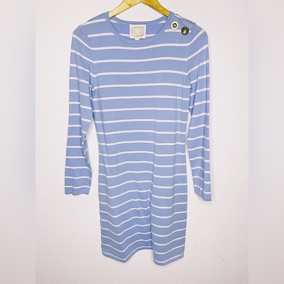 Sail to Sable Dresses & Skirts - NWT STS Sail to Sable Hydrangea Blue White Stripe Long Sleeve Dress Size S $178